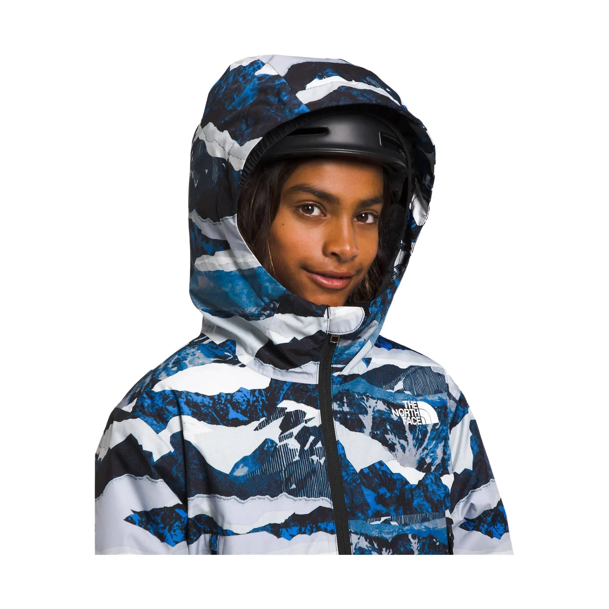 The North Face Kids' Freedom Insulated Jacket - Optic Blue Mountain Traverse Print