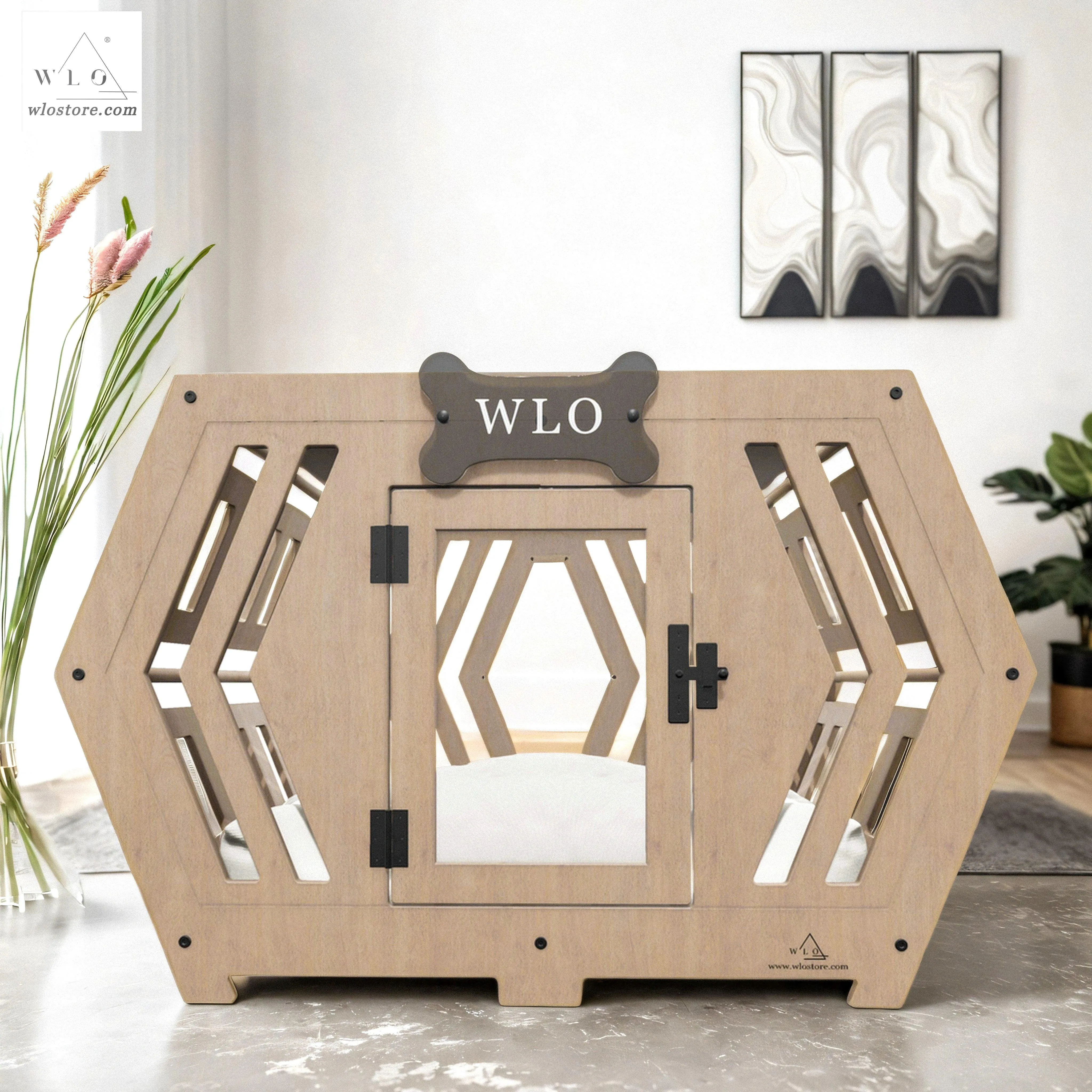 WLO® Natural Hexxon Modern Dog Crate