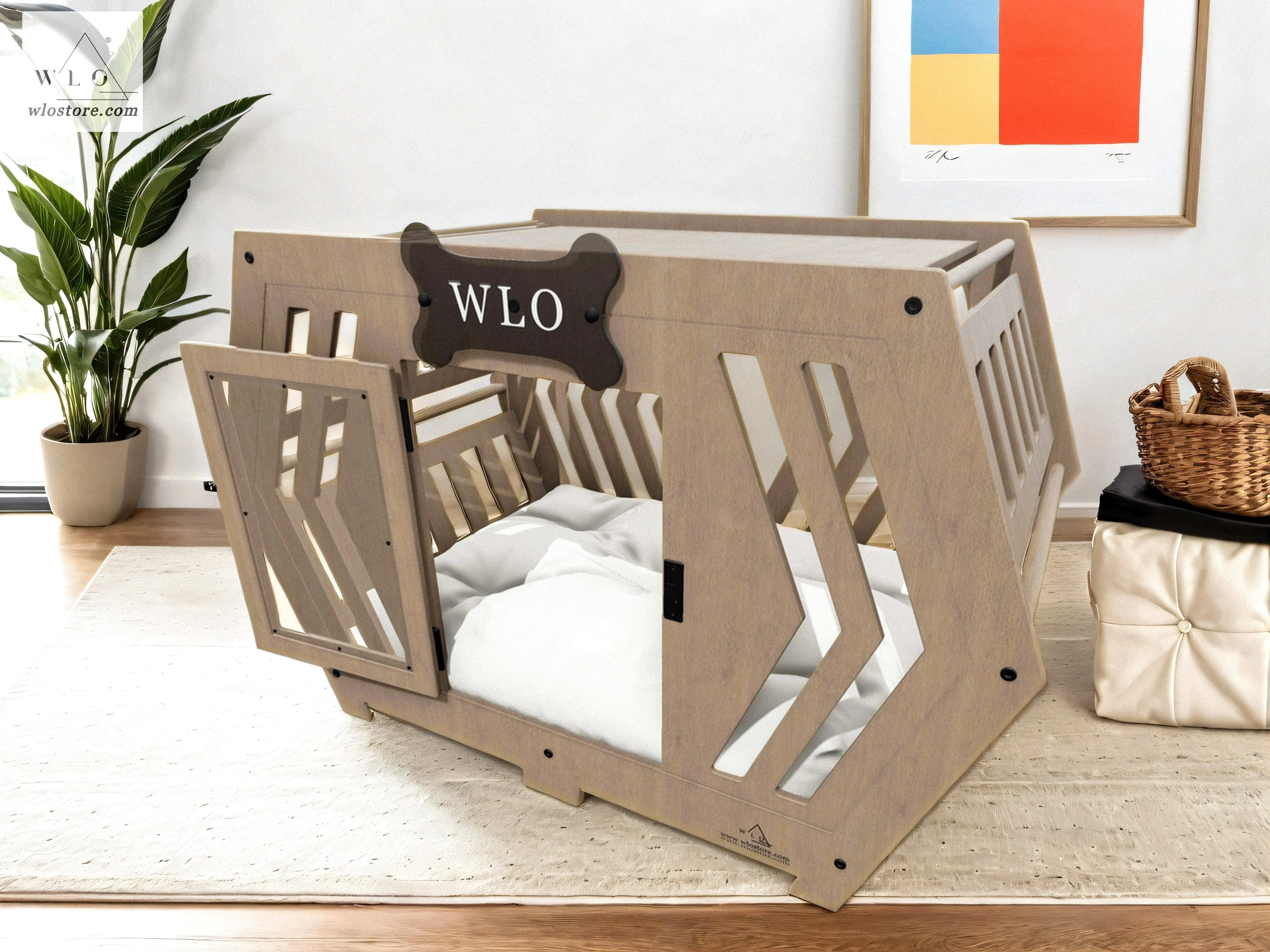 WLO® Natural Hexxon Modern Dog Crate