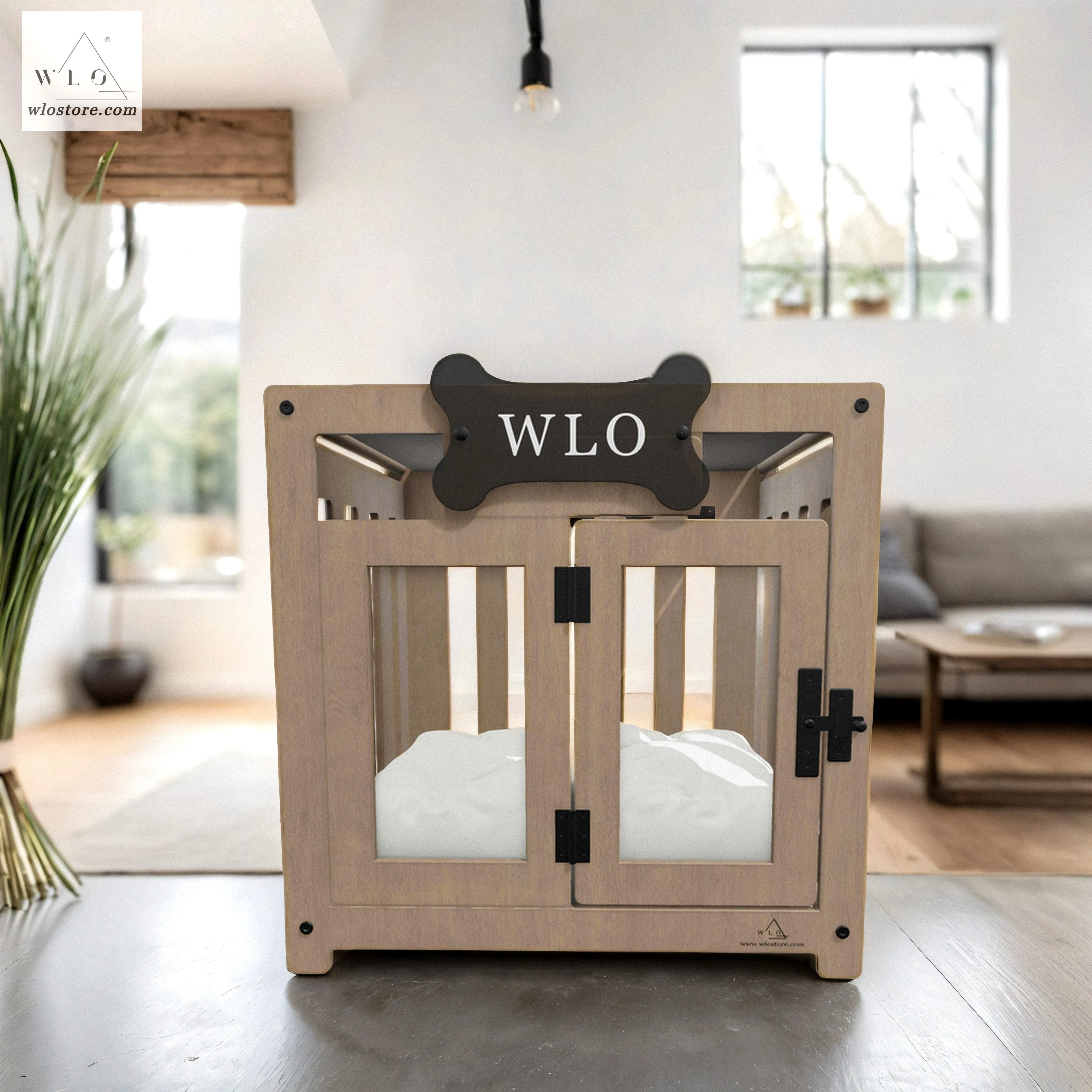 WLO® Natural Pueblo Modern Dog Crate