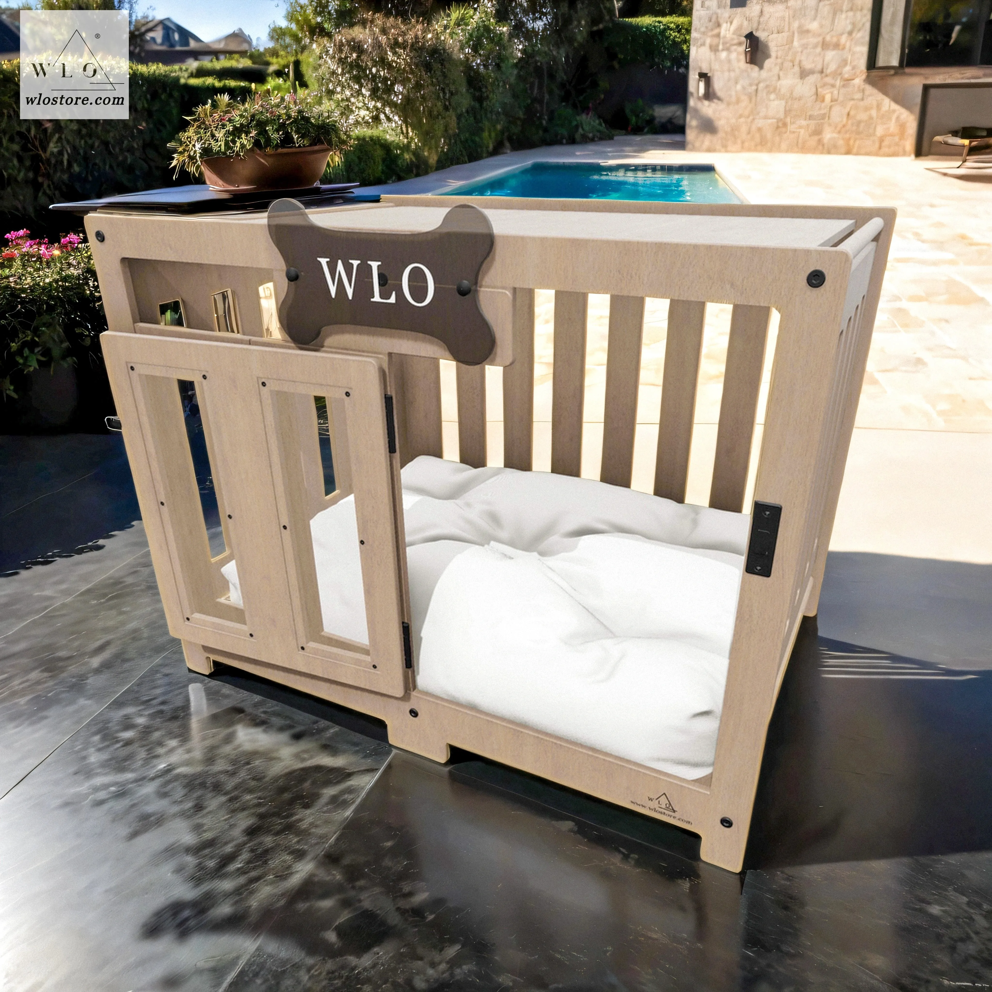 WLO® Natural Pueblo Modern Dog Crate