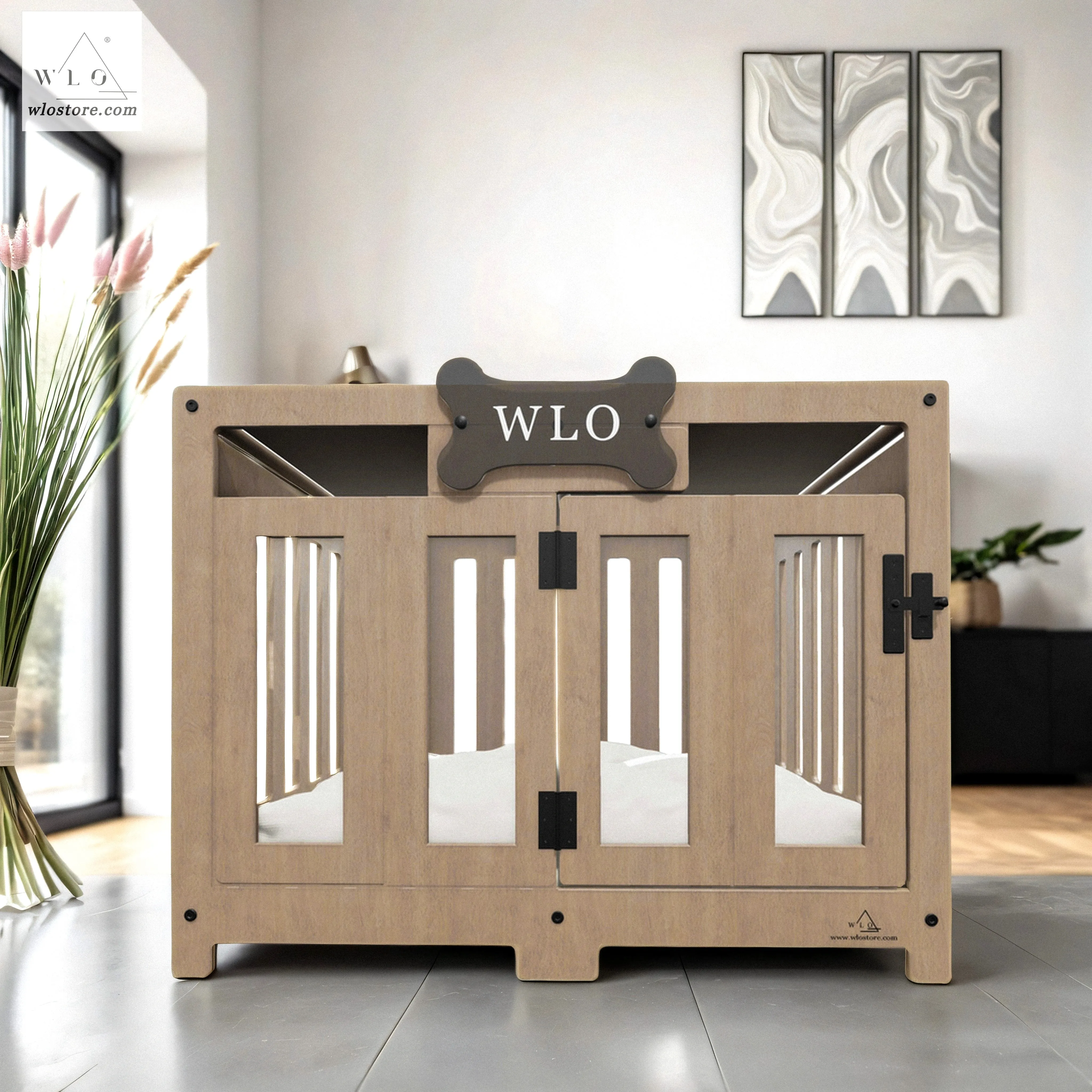 WLO® Natural Pueblo Modern Dog Crate