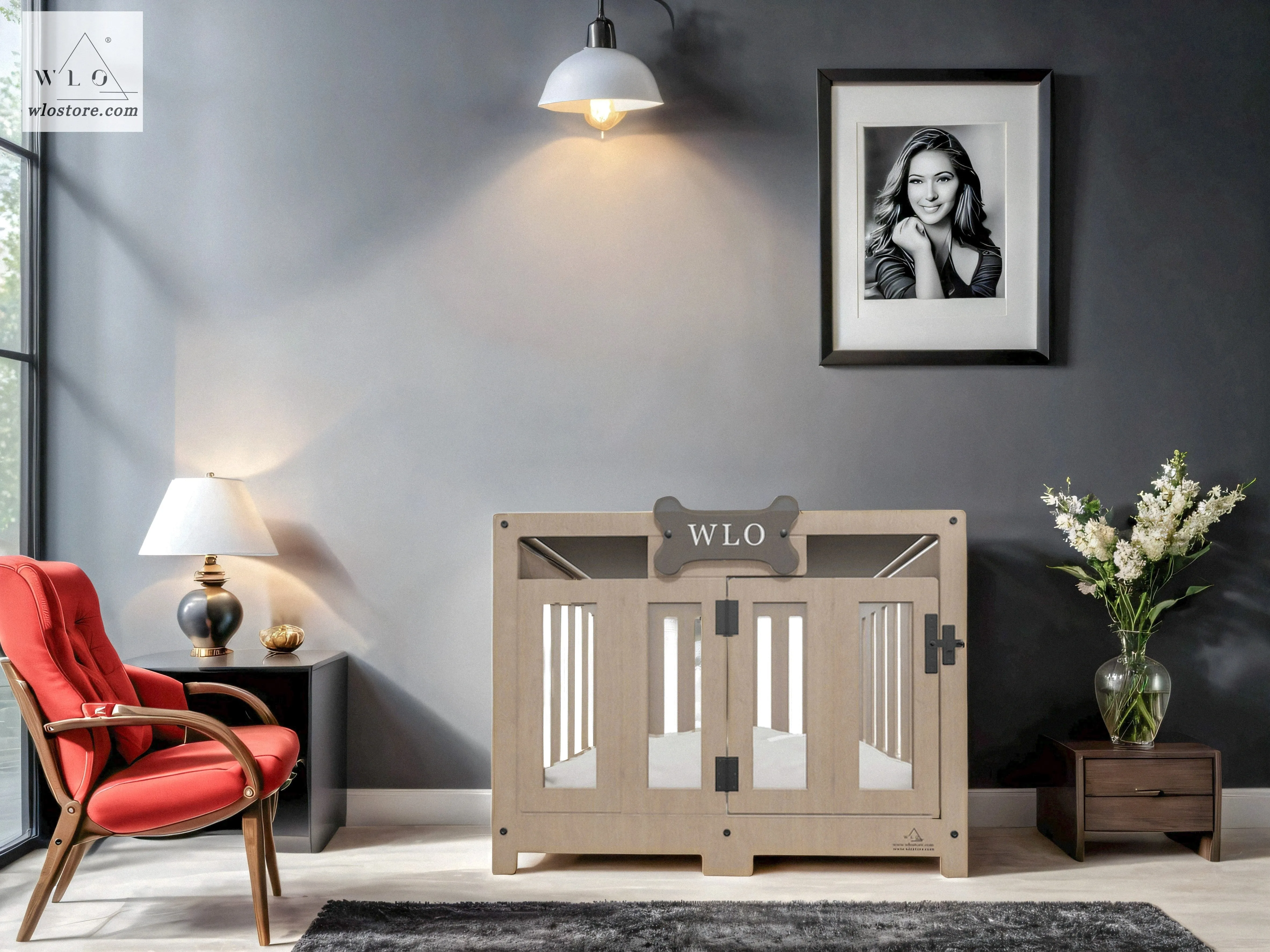 WLO® Natural Pueblo Modern Dog Crate