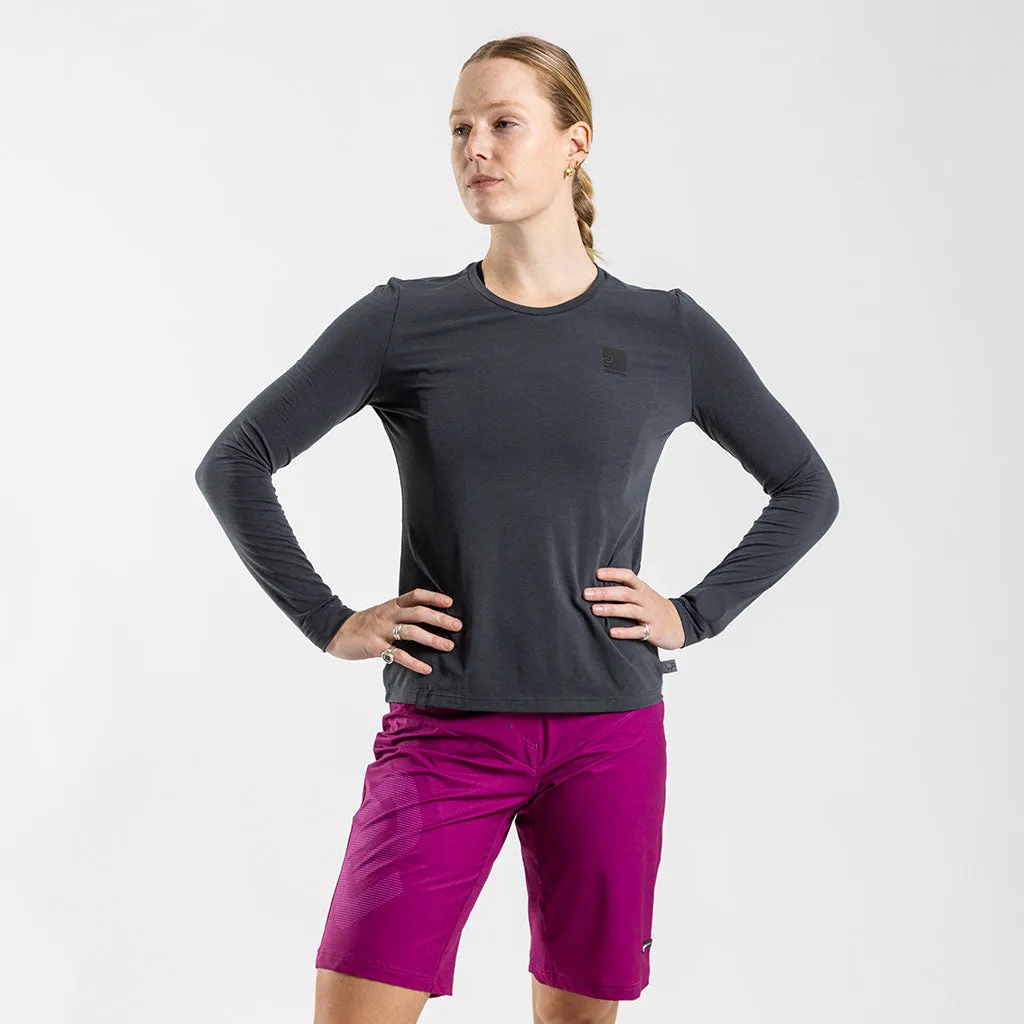 Women's Long Sleeve Merino T Shirt (Charcoal)