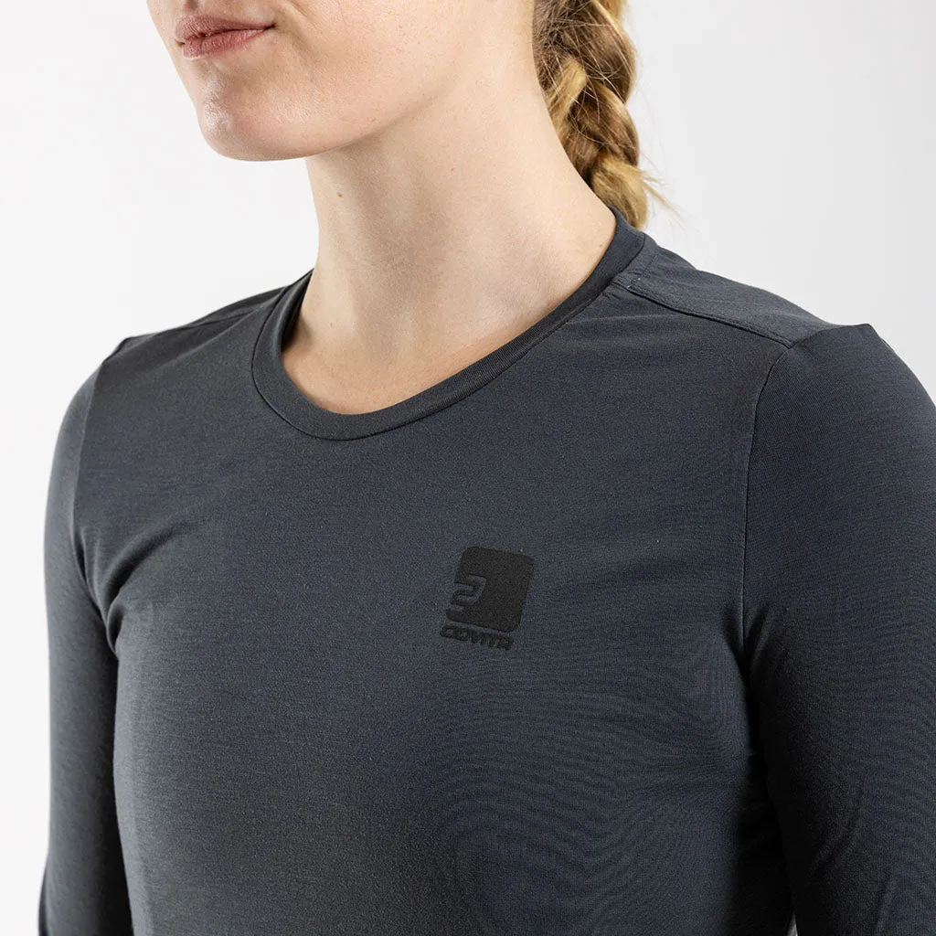 Women's Long Sleeve Merino T Shirt (Charcoal)