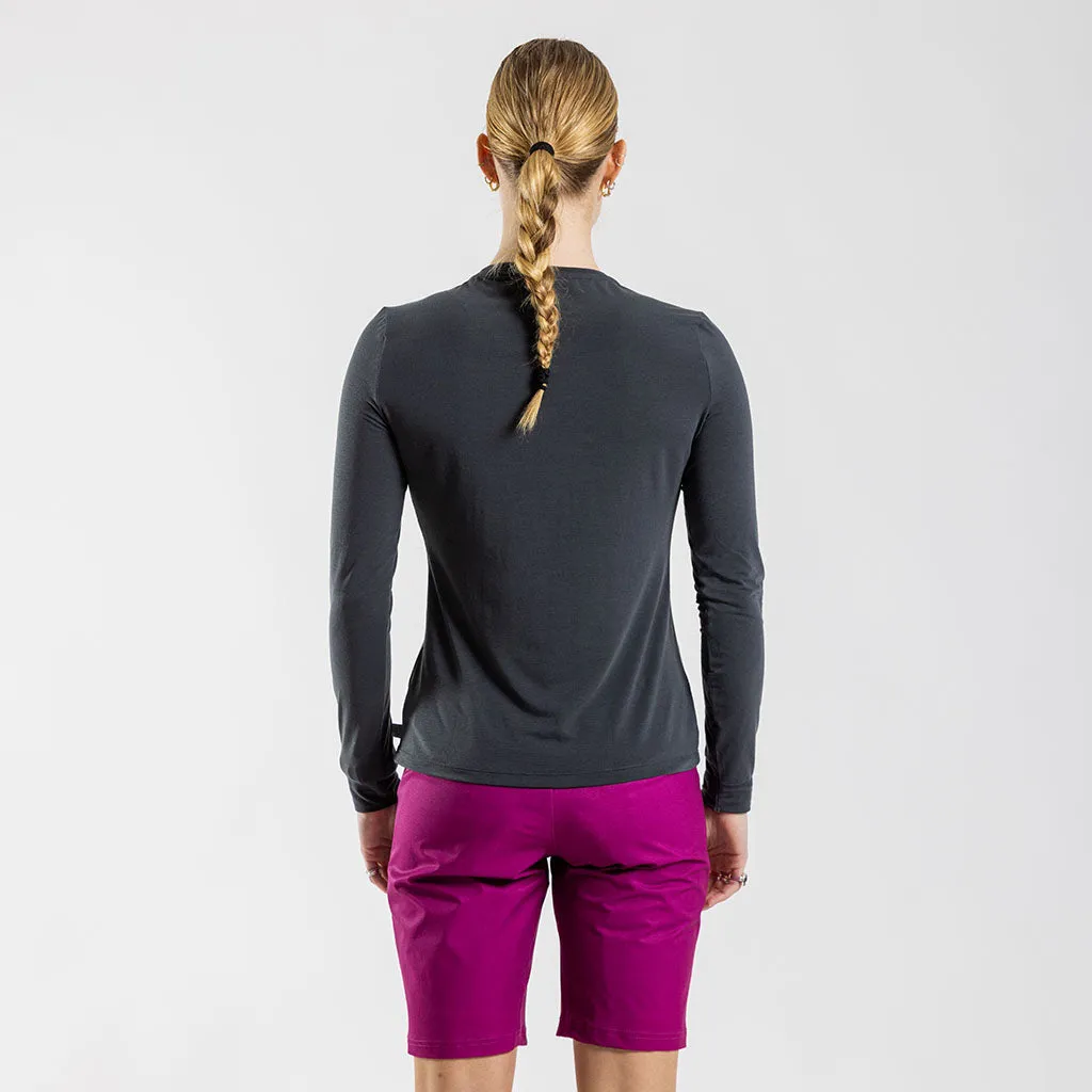 Women's Long Sleeve Merino T Shirt (Charcoal)