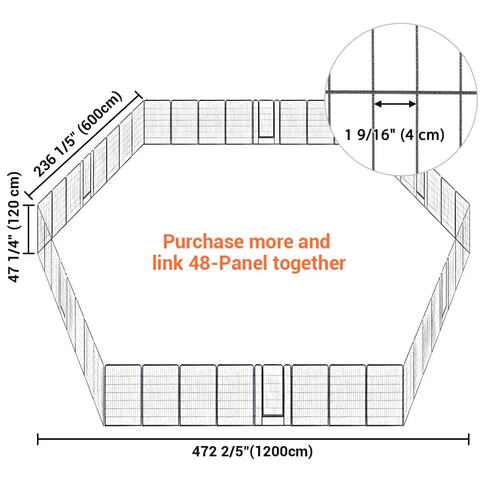 Yescom Heavy Duty Dog Playpen 47" Tall 16-Panel Puppy Pen Metal