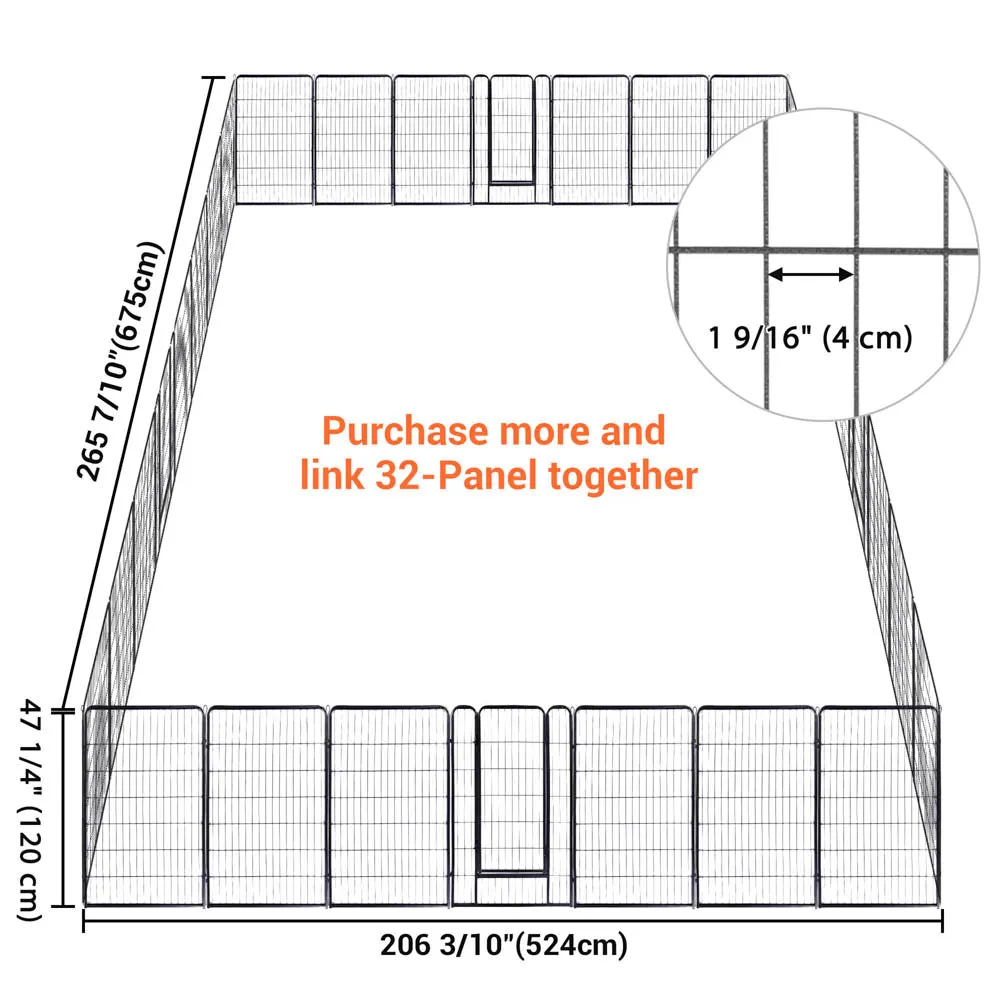 Yescom Heavy Duty Dog Playpen 47" Tall 16-Panel Puppy Pen Metal